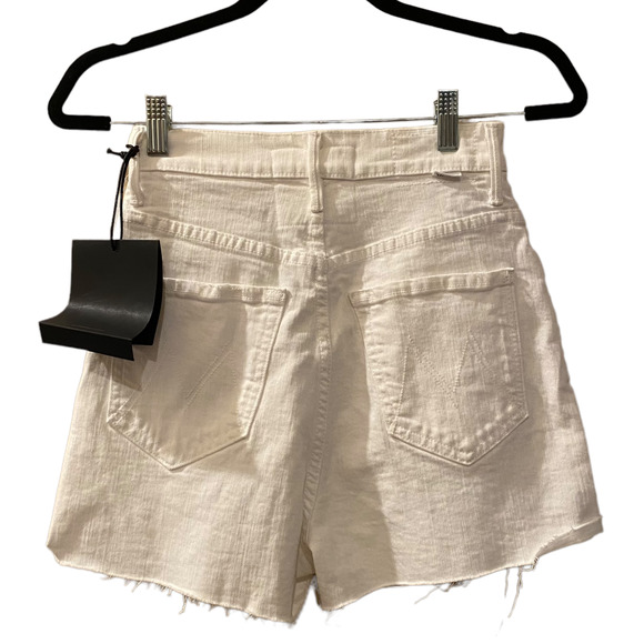 NEW Mother High Waisted Tunnel Vision Cuff Fray Short in Totally Innocent sz 24 - Picture 4 of 10